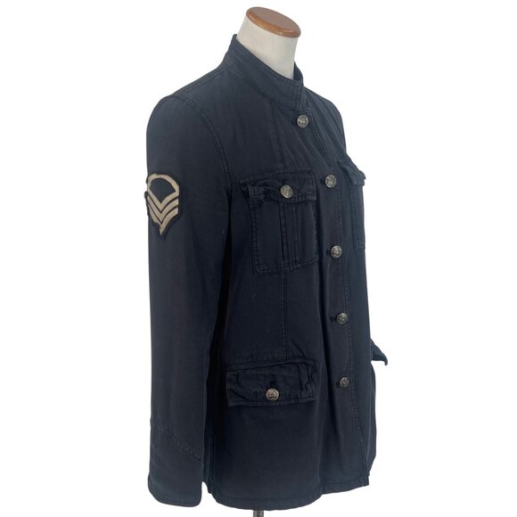 Urban Outfitters Washed Black Patched & Pockets Button Front Military Jacket - Picture 9 of 13